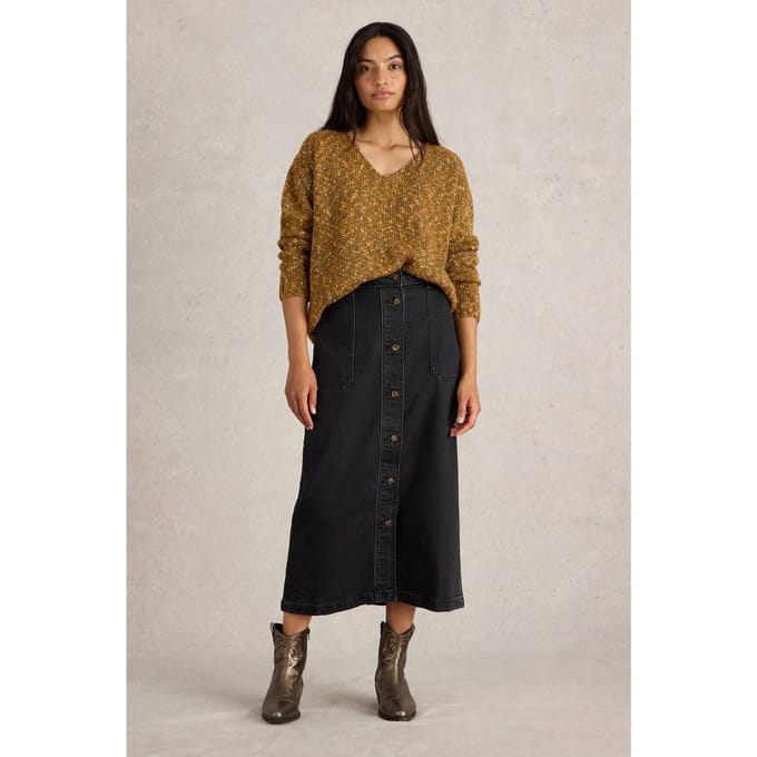 White Stuff Textured V Neck Jumper Brown Multi Maat: 14 | Gebreide Truien Outlet | Dames | Bruin