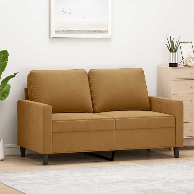 vidaXL - Tweezitsbank - 120 - cm - fluweel - bruin