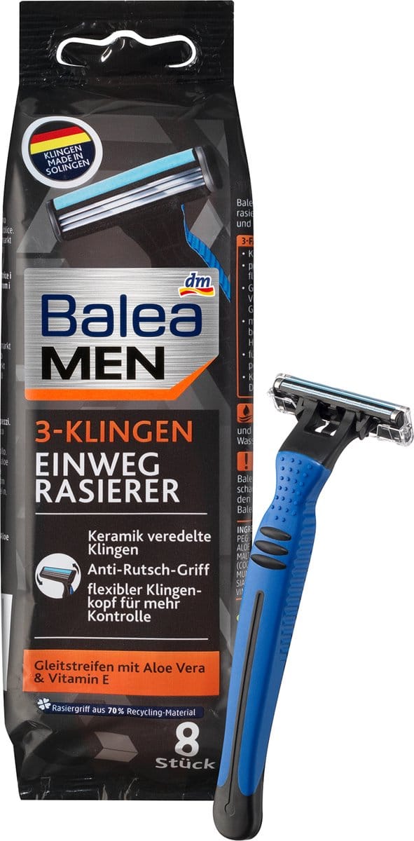 Balea MEN Wegwerpscheermesje 3 mesjes, 8 stuks