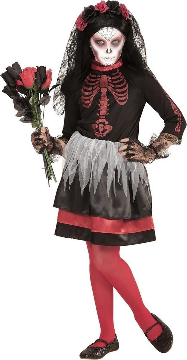 Bruid Dia De Los Muertos Kostuum Meisjes - Maat 158