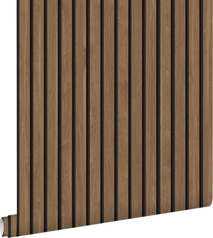 ESTAhome behang houten wandpanelen 3d bruin - 53 cm x 10.05 m - 139609