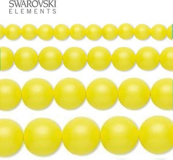 Swarovski Elements, 50 stuks Swarovski Parels, 8mm (40cm), neon yellow, 5810