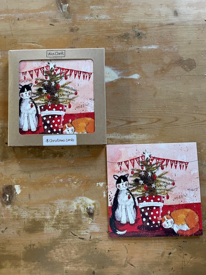 Alex Clark Kerstkaarten Kat ~Cat & Christmas Tree'