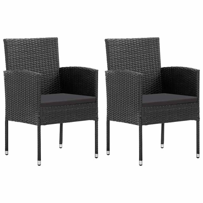 vidaXL - Tuinstoelen - 2 - st - met - zwarte - kussens - poly - rattan - zwart
