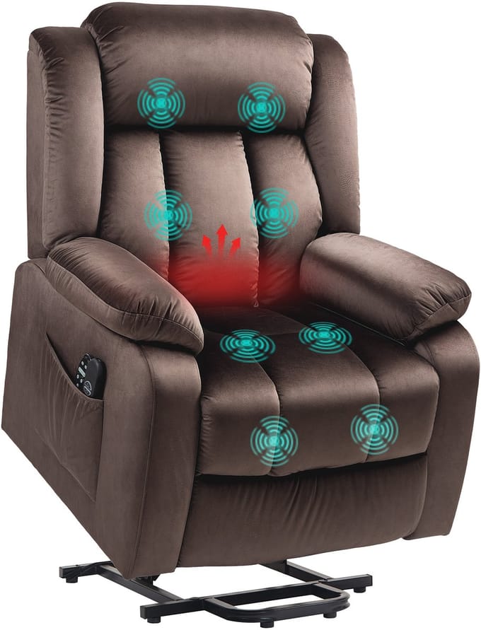 HOMCOM - Relaxfauteuil - Sta-op functie - Vibratiemassage - Bruin