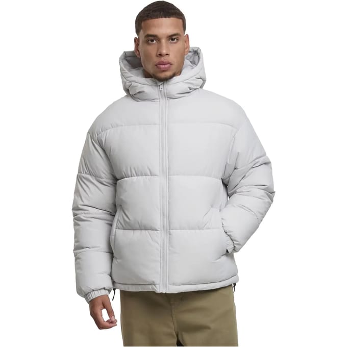 Urban Classics - Basic with hood Gewatteerd jack - S - Grijs