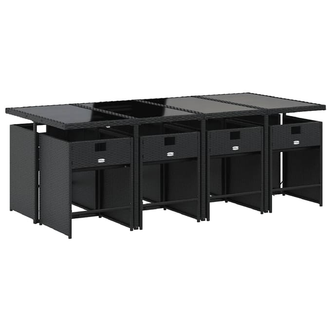 vidaXL - 9-delige - Tuinset - poly - rattan - zwart