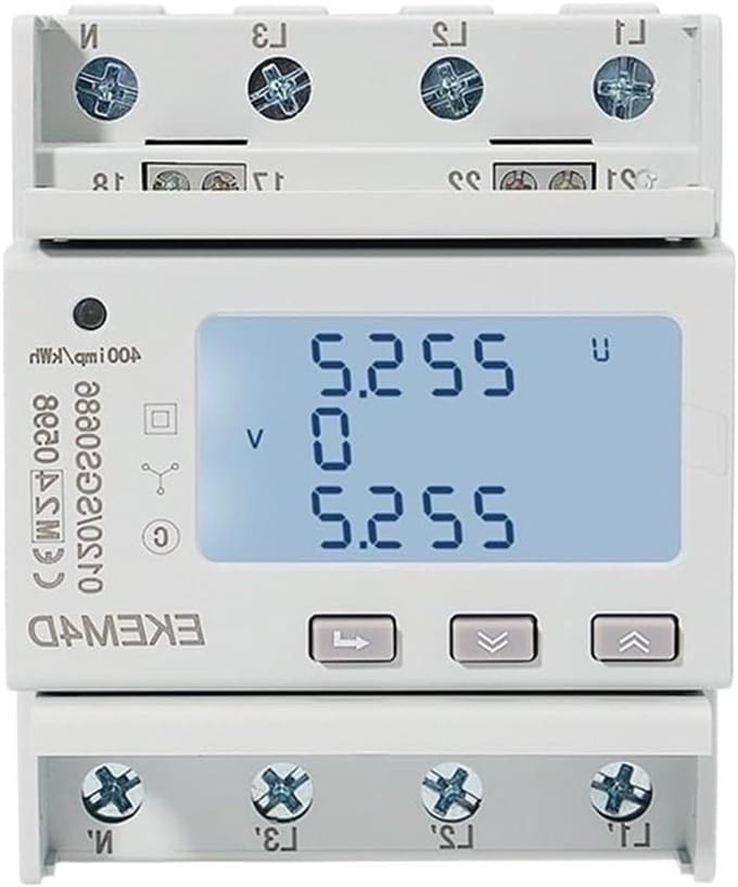 Intelligente Stroommeter - Energiemonitor kWh - Energie Verbruik - Met Laadbatterij - LCD Display - Grijs