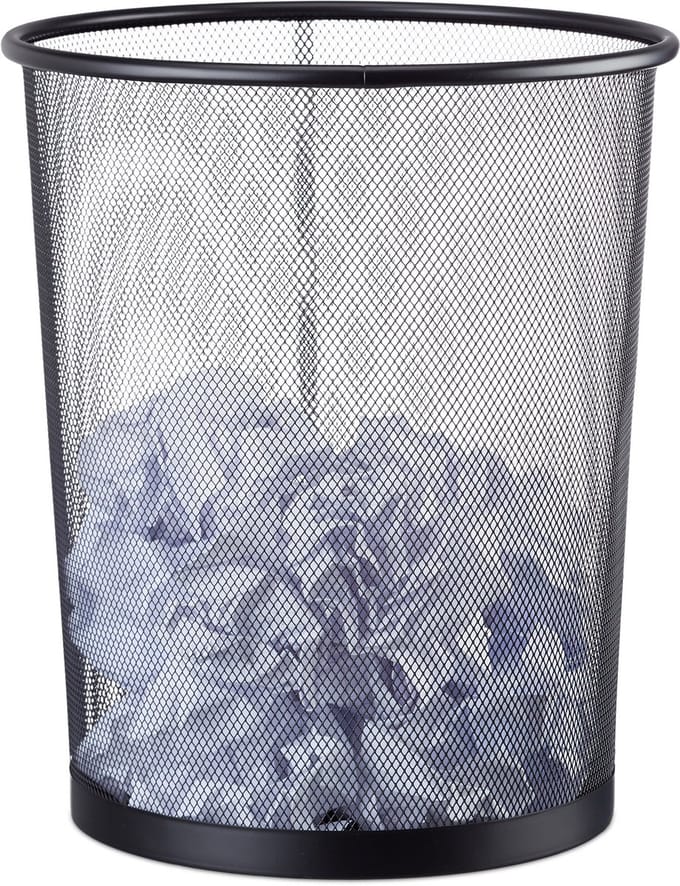 papiermand metaal - 19 l - Ø 30 cm - kantoor - zwart
