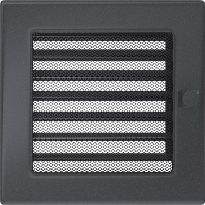 Ventilatierooster - Haardrooster - Luchtverdeling - Gepoedercoat staal - 17x17 cm - Grafiet