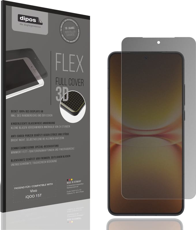 dipos FLEX – Matte Privacy Screenprotector geschikt voor Vivo iQOO 15T | Volledige Schermbescherming | Case-Friendly