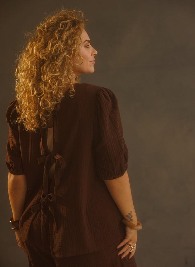 YEST CURVE Noreen Tops - Coffee Brown - maat 3(52)
