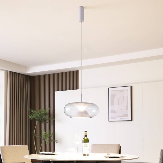 Lucande LED hanglamp Orasa, glas, wit/helder, Ø 43 cm