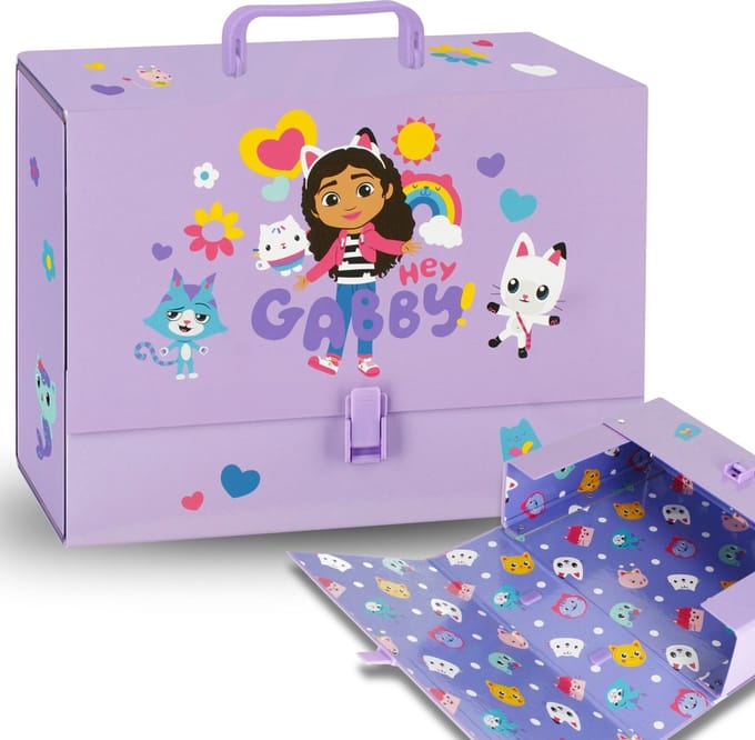 Gabby's Dollhouse Paarse map met handvat, kindermapper, stevig A4 9,5 cm