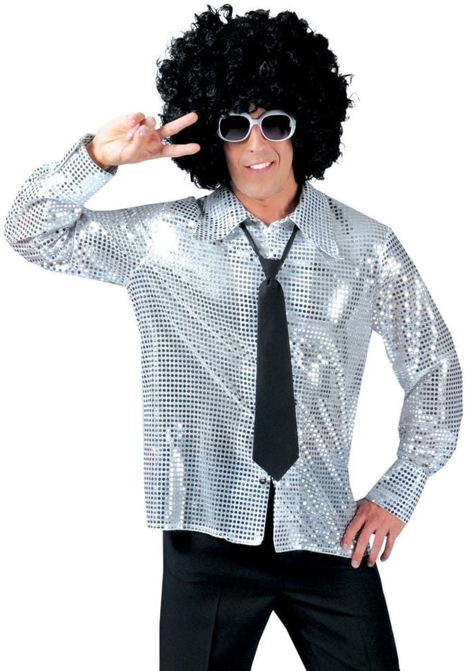 Zilveren glitter overhemd heren