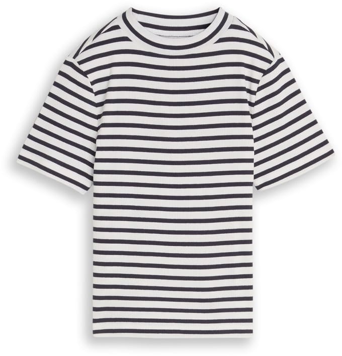 Tom Tailor - Cropped T-shirt met streepmotief - Maat 152 - dark blue white thin stripe