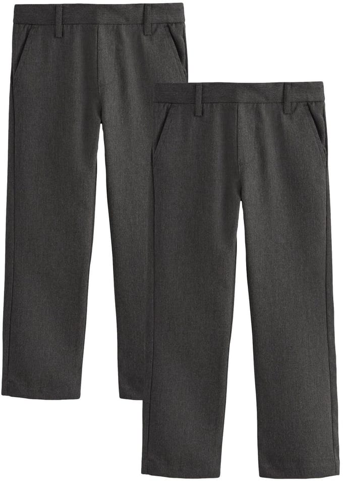 Next - Jongens - Reguliere schoolbroeken met elastische taille en rechte pijpen, 2 stuks - Grijs