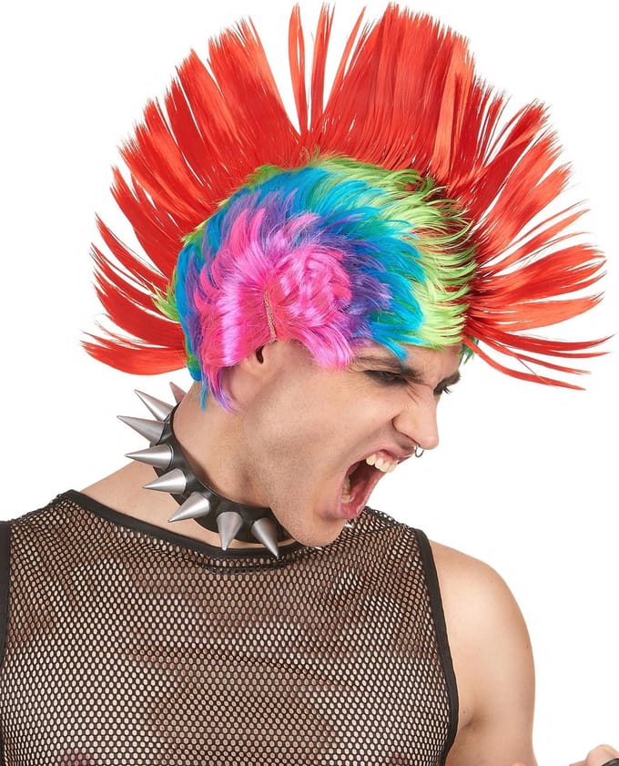 Vegaoo - Veelgekleurde punk pruik voor mannen