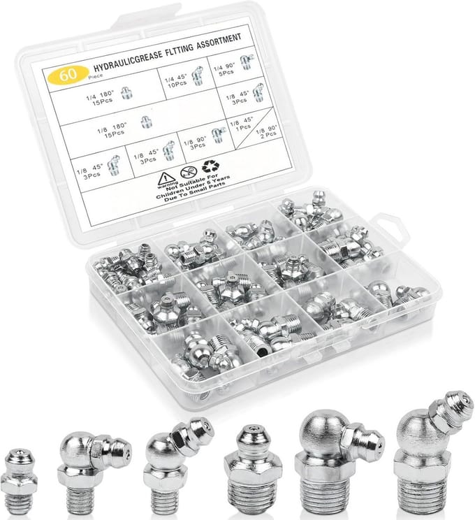 Vetfittingen Set voor Efficiënte Smering - 60 Stuks in Diverse Maten