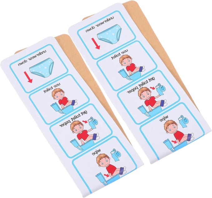 Visuele Posters Zindelijkheidstraining - Plasstickers Schema - Routine Opbouwen - Levendige Beelden - 51 x 10 cm - Multi