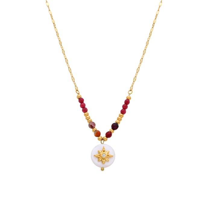 Luxenter wit parelmoer collier afgewerkt in 18k geelgoud - Zador