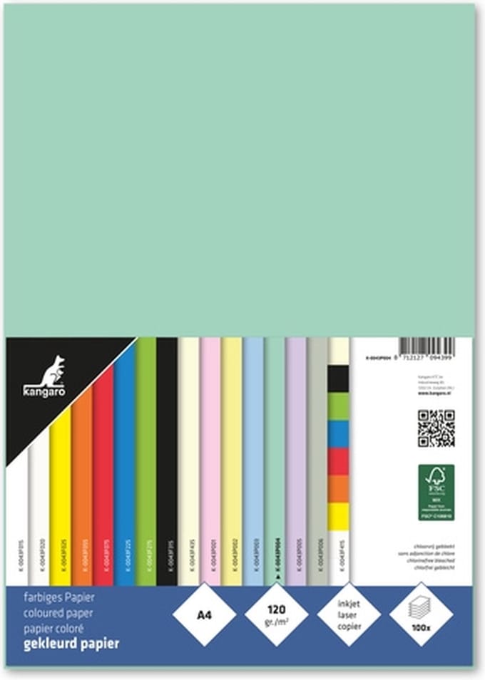 Kangaro papier - A4 - 120 gram FSC - pak 100 vel - pastel groen