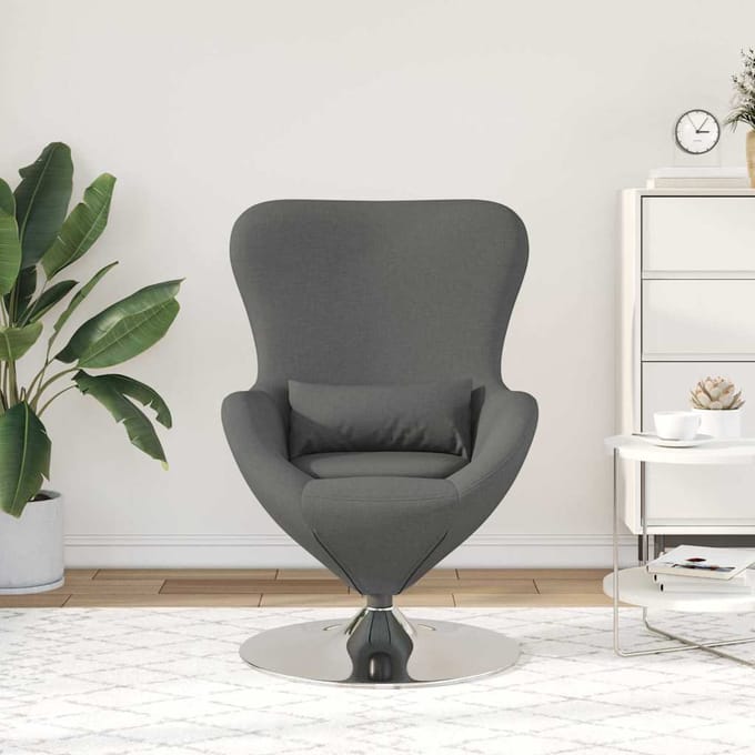 vidaXL - Eivormige - stoel - Donkergrijs - 63 - x - 73 - x - 90 - cm - Stof