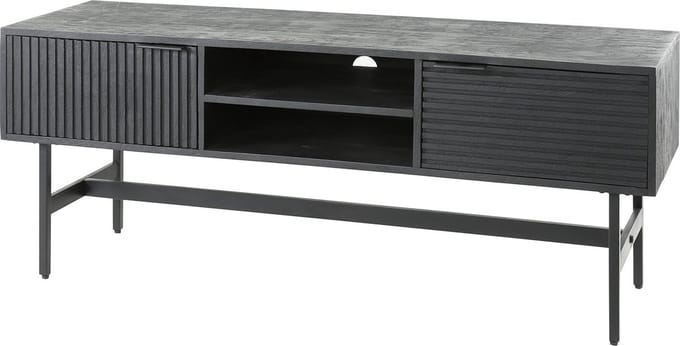 TV Meubel Zwart Mangohout Hazel 2-deurs 140x40x55 cm