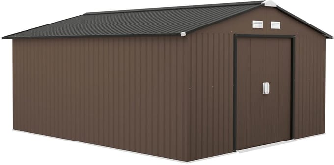 Fietsberging - Fietsenhok - Stalling - Tuinschuur - Huis - Overdekt - Bruin - Scooter - Fiets