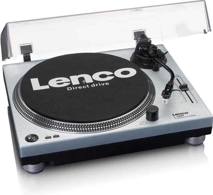 Lenco Platenspeler - Direct drive - USB naar PC encoding - L-3809ME - Metallic Grey