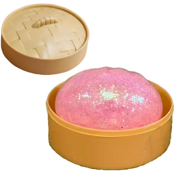 3 soorten Glitter Dumpling Glitter Dumpling Squishy met Doos Dumplings Sensorisch Knijpspeelgoed voor Stressverlichting beige