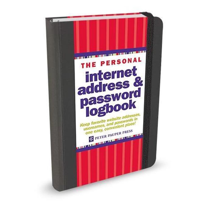 Peter Pauper Internet & Password Logbook - Black - met elastieksluiting - 11x15 cm