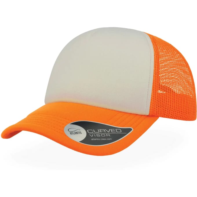 Atlantis Headwear Rapper Cap AT505 - White/Orange Fluo/Orange Fluo - One size