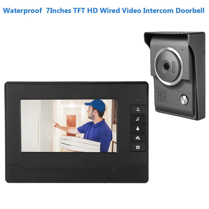 Interphone vidéo filaire étanche 7 pouces TFT/LCD HD avec vision nocturne infrarouge