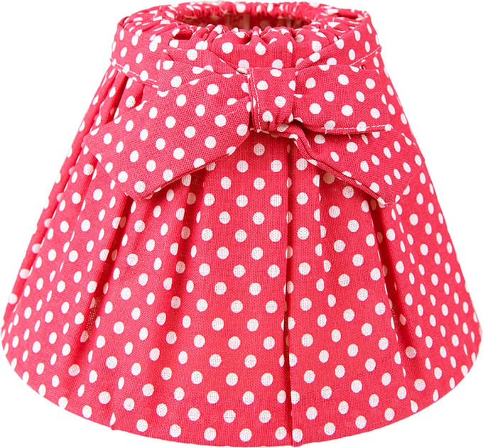 Clayre & Eef Lampenkap Ø 22x14 cm Rood Wit Linnen Stippen