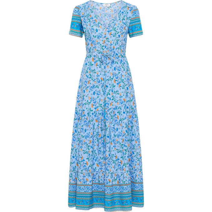 usha Maxi-jurk met bloemenprint Dames Lichtblauw Veelkleurig