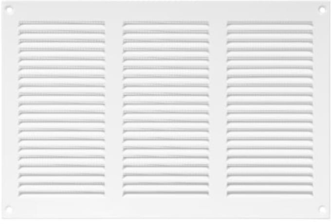 Stalen ventilatierooster met insectenbescherming voor HVAC – 30 x 20 cm, wit