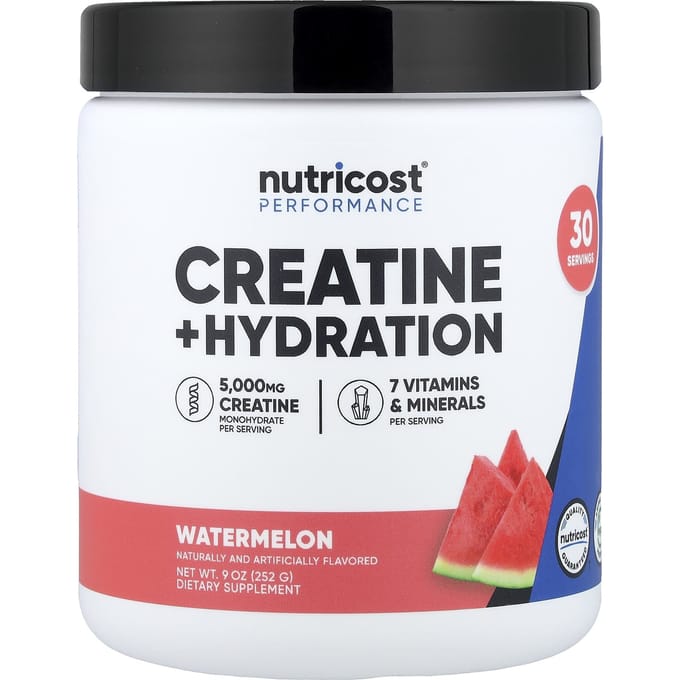 Nutricost, Atletische Prestaties, Creatine + Hydratatie, Watermeloen, 9 oz (252 gr)