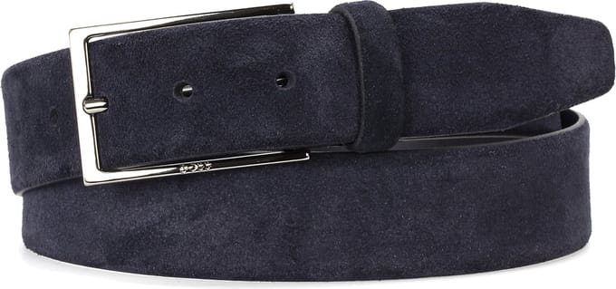 BOSS leren heren riem - donkerblauw