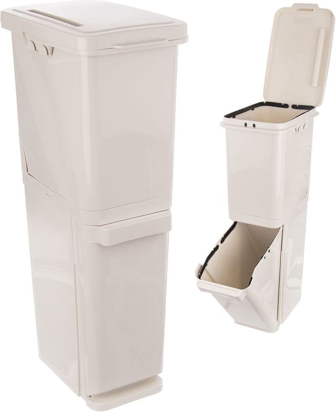 Prullenbak Afvalscheiding Plastic 2x17,5 l - Afvalemmer - Vuilnisbak - Afvalscheiding