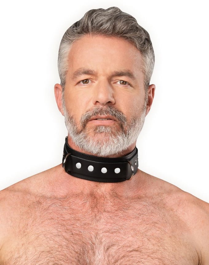 Rimba - Lederen Halsband met Dubbele D-ring - Zwart