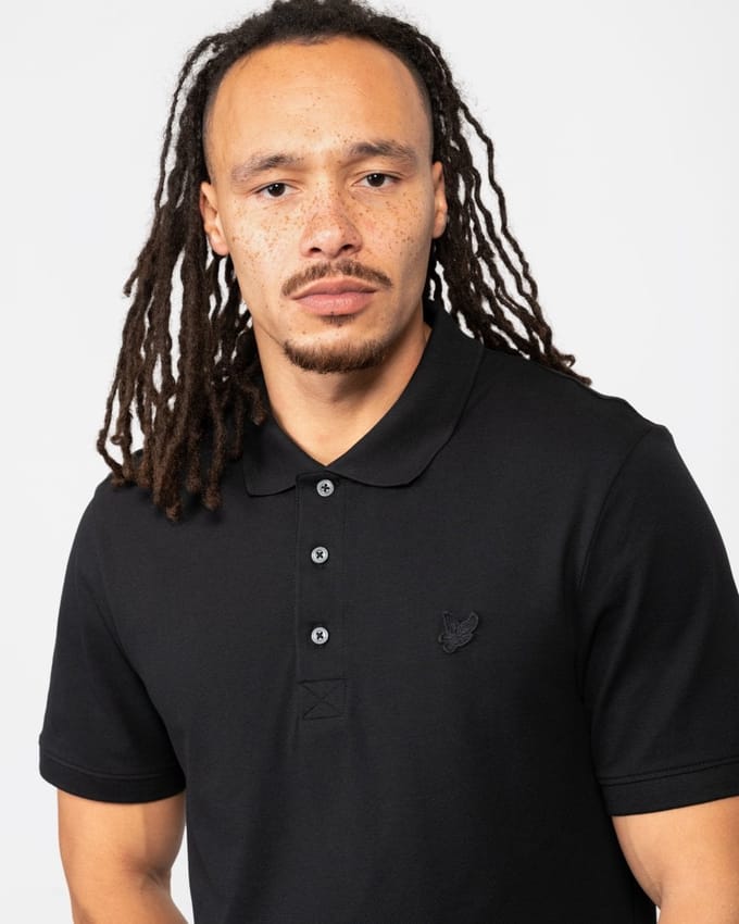 Lyle & Scott Tonal Eagle Polo Shirt Jet Black Taglia: M | Camicie Casual Outlet | Uomo | Nero