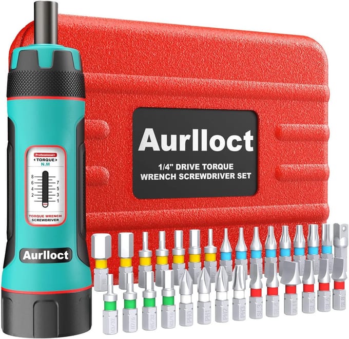 Torque Schroevendraaier Set 1/4" met Adapter en 31 Stukken