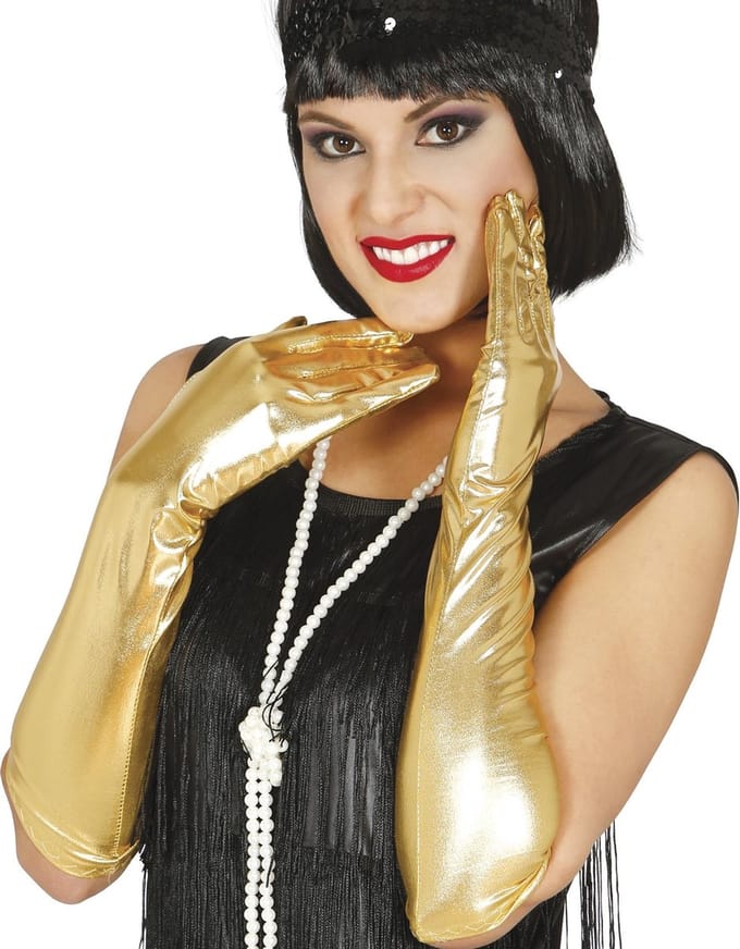 Gala handschoenen - goud metallic - polyester - 44 cm - voor volwassenen - feestartikelen