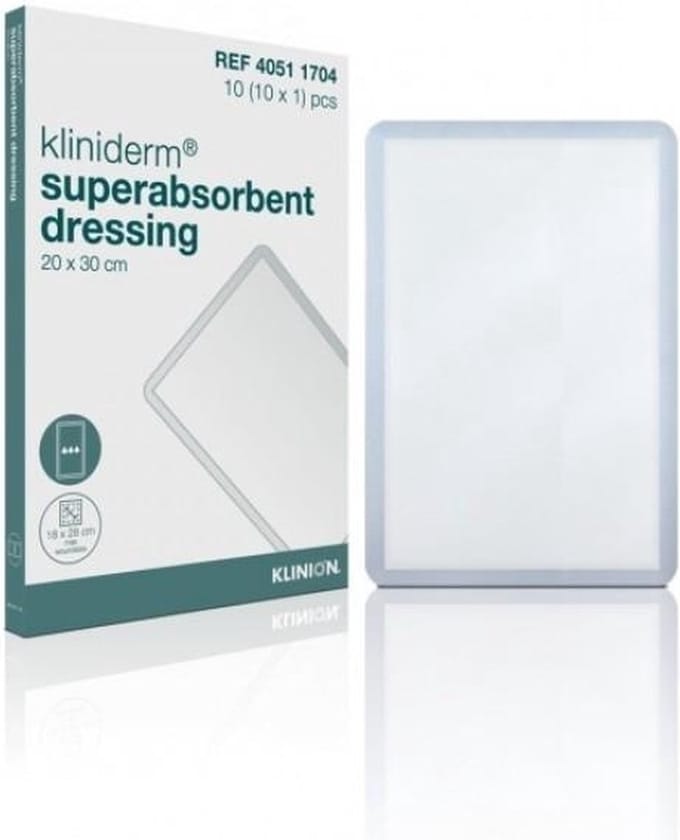 Kliniderm Superabsorberend verband steriel 20x30cm Klinion