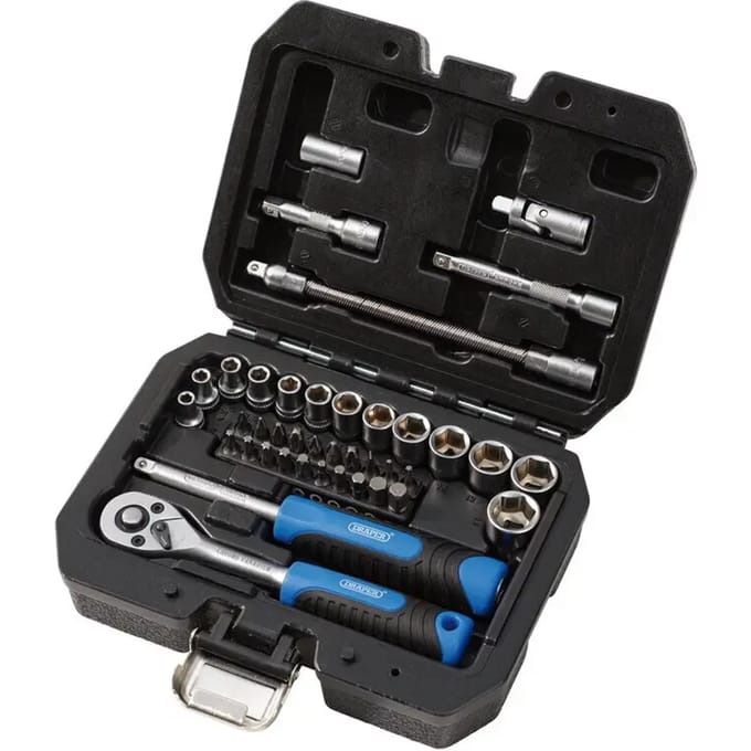 Draper HI-TORQ® 1/4" doppen- en bitset met ratel, 40-delig
