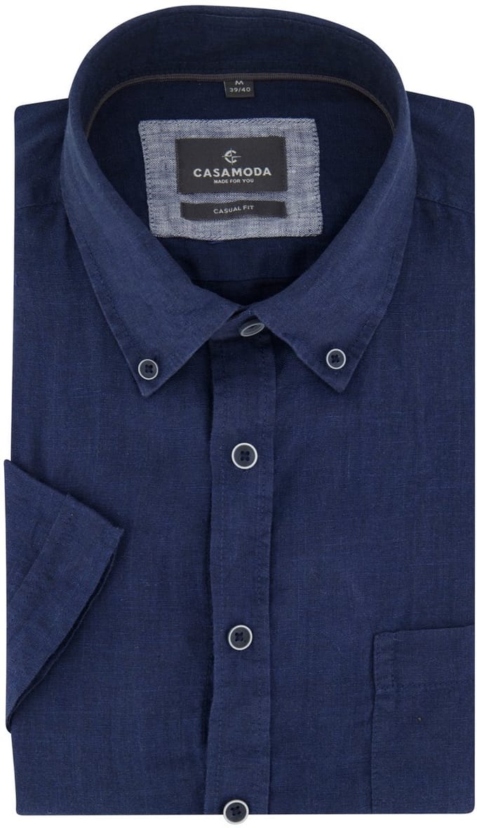 casual overhemd korte mouw Casa Moda Casual Fit donkerblauw