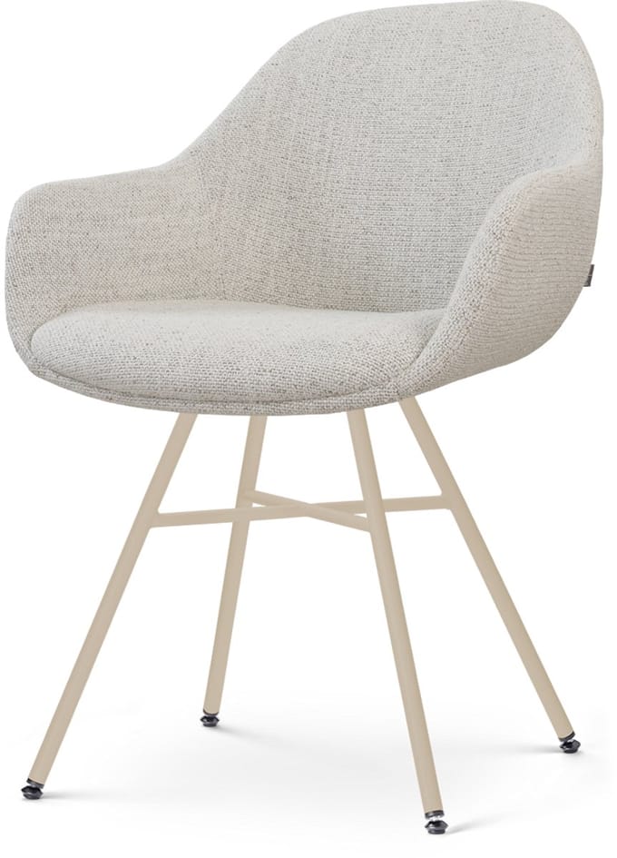 Nolon Noa-Mae Eetkamerstoel Beige Gemêleerd - Beige Onderstel - Comfortabel - Armleuning - Modern - Kunststof