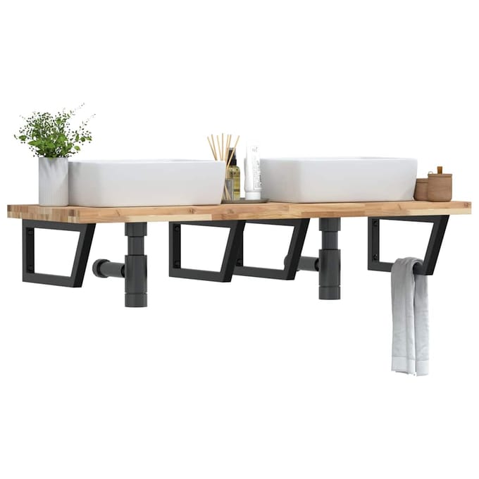 vidaXL - Badkamer - wandschap - staal - en - massief - acaciahout