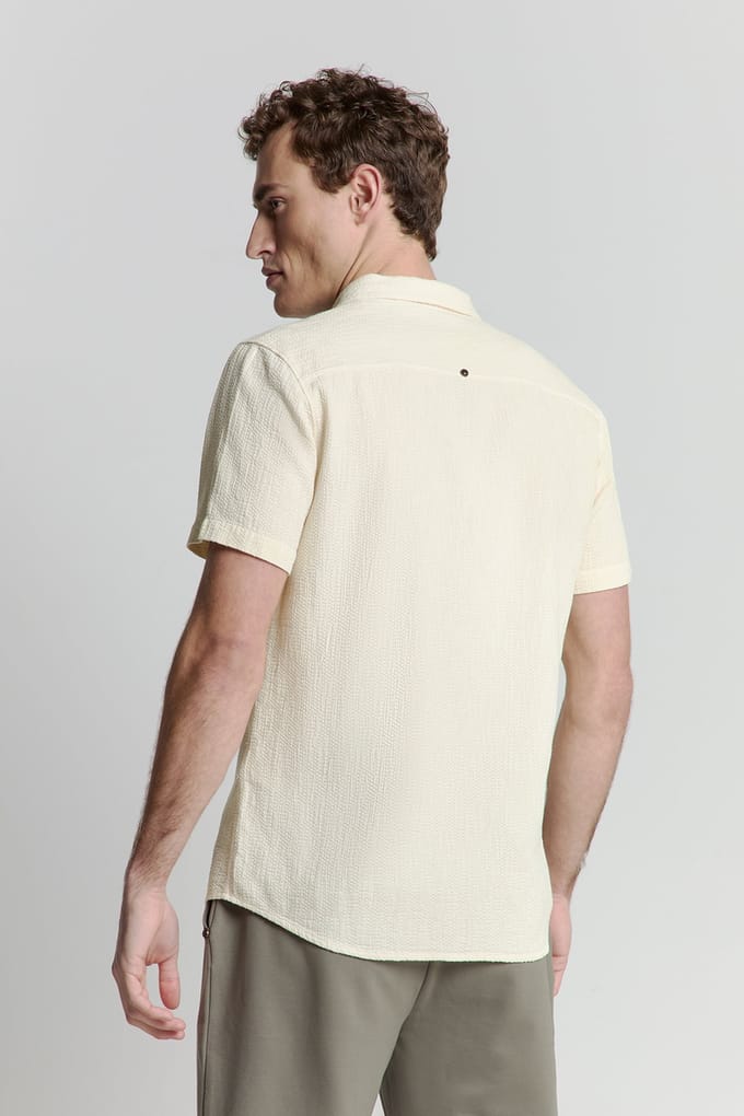 No Excess Shirt Short Sleeve Revers Collar Solid Structure Cement Größe: XL | Casual hemden Outlet | Herren